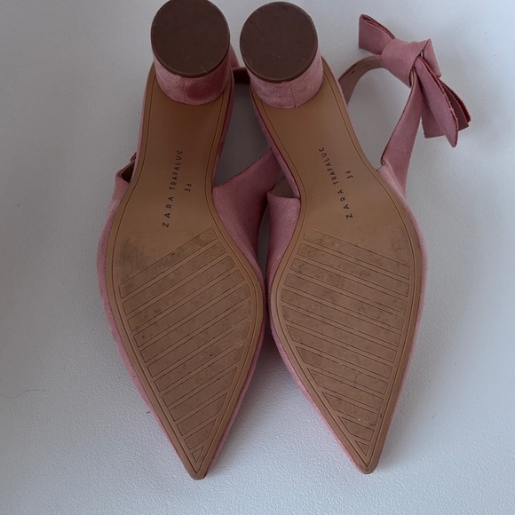 Zara Blush Pink Bow Slingback Heels - Picture 6 of 6